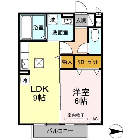 プリオールエフC棟(1LDK/1階)の間取り写真