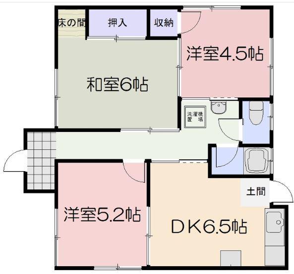 岡山電軌清輝橋線 清輝橋駅 徒歩57分 1階建 築52年(3DK)の間取り写真