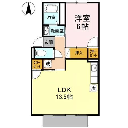 タウン妹尾(2DK/1階)の間取り写真