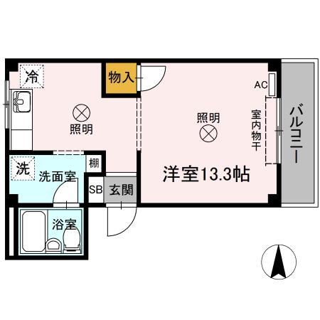 マルベリーハイツ(ワンルーム/3階)の間取り写真