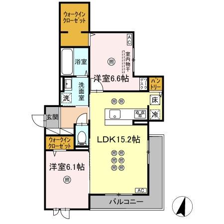 ガーデン ラピッズ(2LDK/1階)の間取り写真