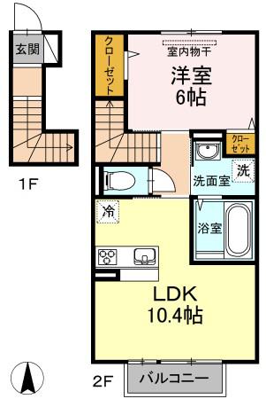 シャルール(1LDK/1階)の間取り写真