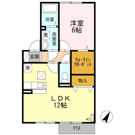 エスポワール(1LDK/1階)の間取り写真