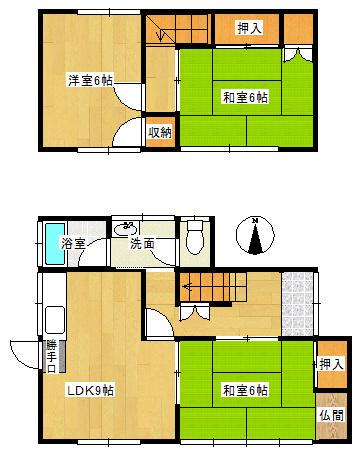 赤穂線 大多羅駅 徒歩26分 2階建 築48年(3DK)の間取り写真