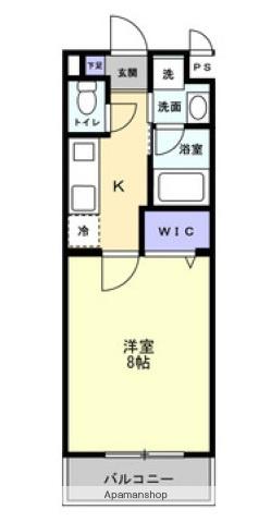 ミモザヒルズ岡山医大南(1K/1階)の間取り写真