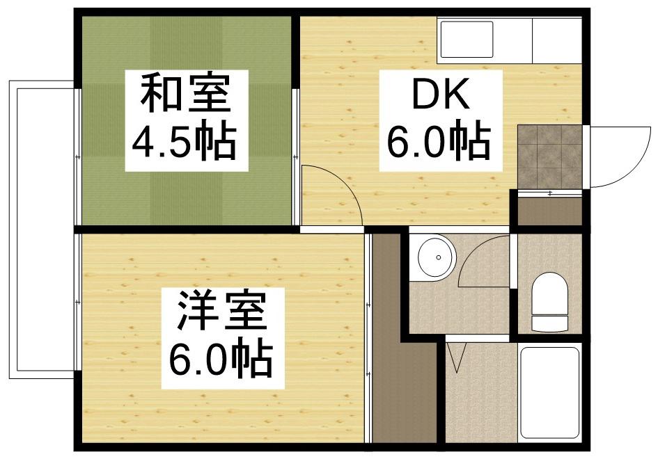 グリーンハイツ(2DK/1階)の間取り写真