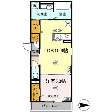 ラルゴ スターダスト(1LDK/2階)の間取り写真