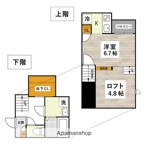 ADC倉敷マルブ(ワンルーム/1階)の間取り写真