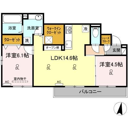 アルカンシエル SAYA(2LDK/1階)の間取り写真