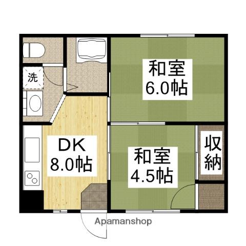 コーポ安倉(2DK/2階)の間取り写真