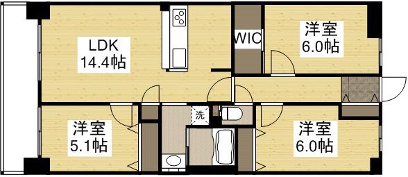 アルファスマート西川緑道公園(3LDK/8階)の間取り写真