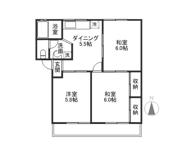 シートピア(3DK/1階)の間取り写真