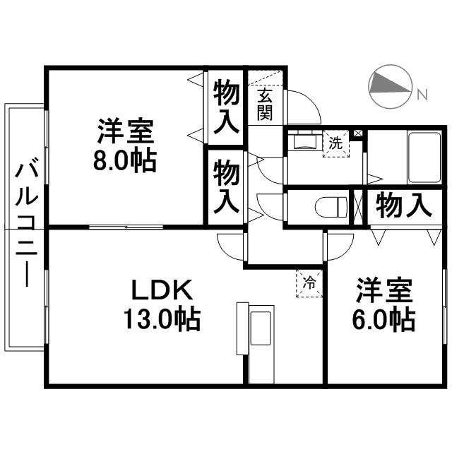 ボナールⅡ(2LDK/1階)の間取り写真