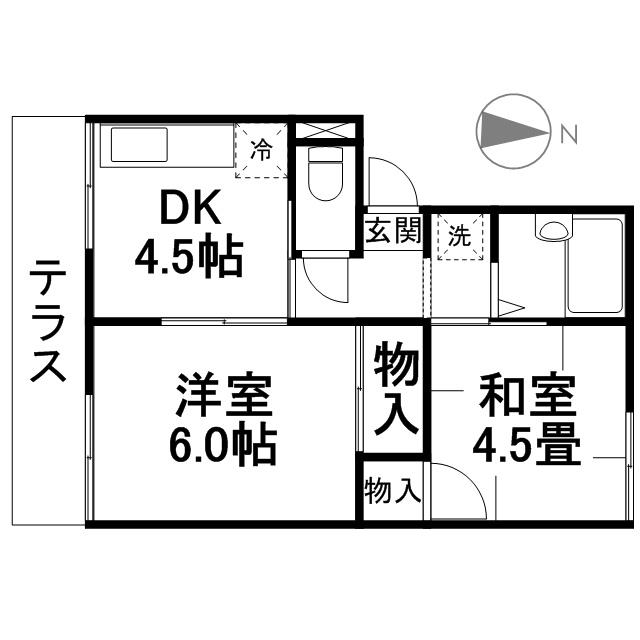 プレジール22(2DK/2階)の間取り写真