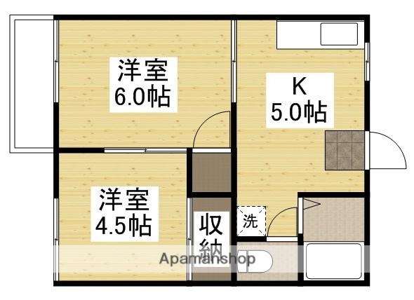 コーポ則武B棟(2K/1階)の間取り写真