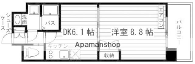 フォレスタ川崎医大西(1DK/4階)の間取り写真