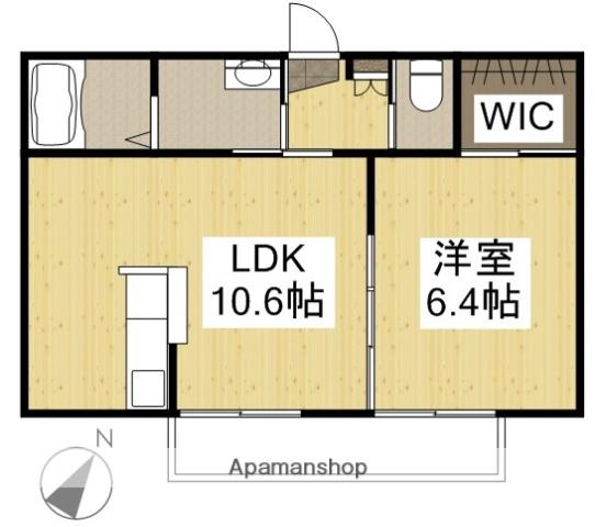 ローズ・パールA棟(1LDK/2階)の間取り写真