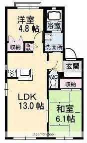サンライフ東塚 A棟(2LDK/1階)の間取り写真