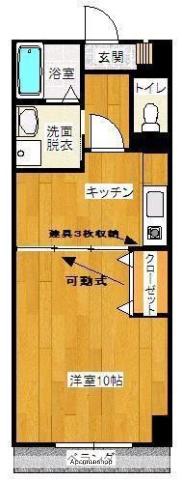 トムキャット102(1K/1階)の間取り写真