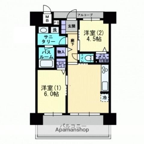 アルファステイツ中庄駅前Ⅲ(2DK/9階)の間取り写真