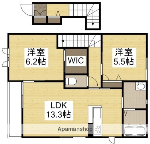 モンターニュA棟(2LDK/2階)の間取り写真