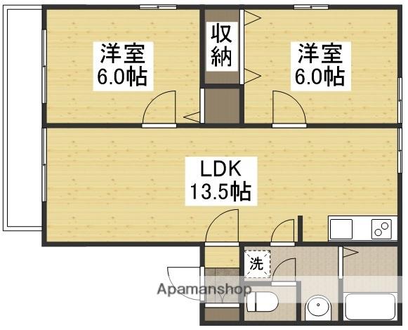 ツインヴィレッジⅡ(2LDK/2階)の間取り写真