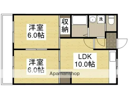 倉敷倶楽部(2LDK/4階)の間取り写真