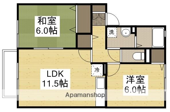 セジュール竹D(2LDK/1階)の間取り写真