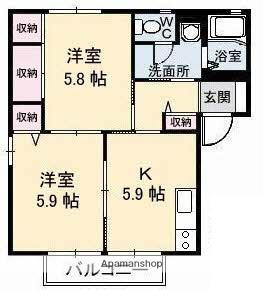 ビットミストラルB棟(2K/2階)の間取り写真