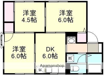 ラベンダーヒルズB棟(3DK/1階)の間取り写真