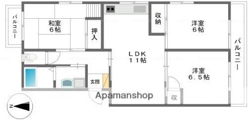 クオーレ撫川A棟(3LDK/1階)の間取り写真