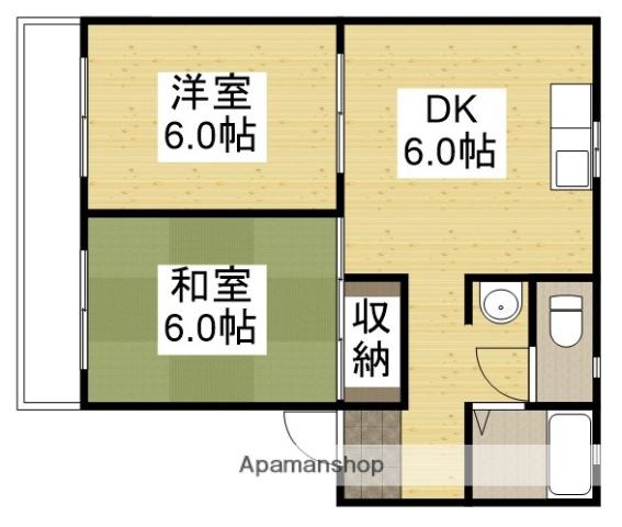 ドエル貝原(2DK/1階)の間取り写真