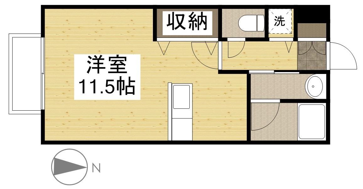 ウイング(ワンルーム/1階)の間取り写真