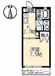 コロニーKA棟(1K/1階)の間取り写真