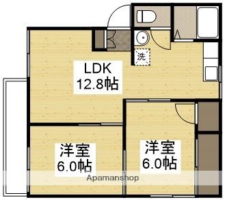 スバルハイツ B棟(2LDK/2階)の間取り写真