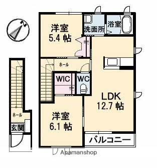 SHION ⅡA棟(2LDK/2階)の間取り写真