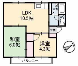 プレジール梶谷(2LDK/2階)の間取り写真