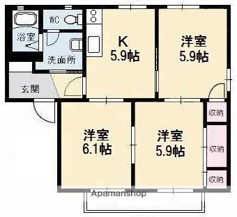 グランシードC棟(3K/1階)の間取り写真