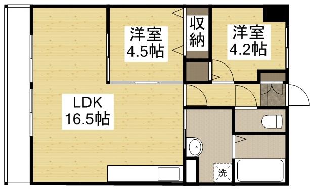 亀山総合ビル(2LDK/4階)の間取り写真