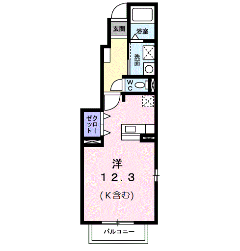 パークサイド・07(ワンルーム/1階)の間取り写真