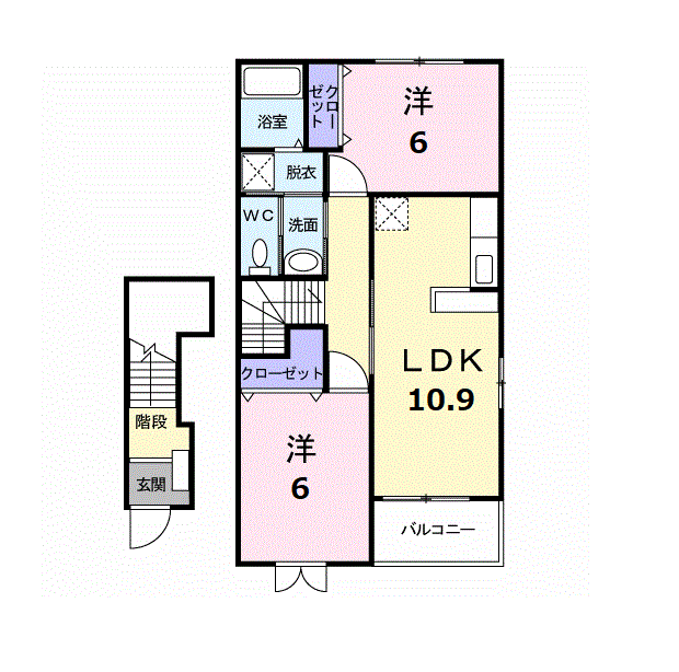 グラン・エスペールA棟(2LDK/2階)の間取り写真