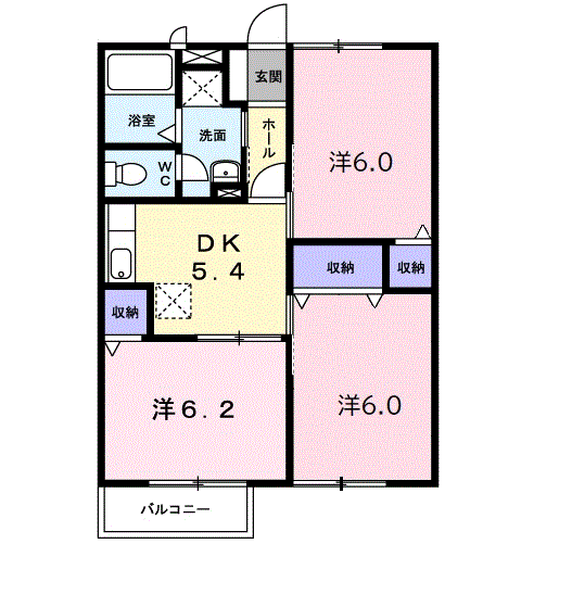 ローゼン大上(3DK/2階)の間取り写真
