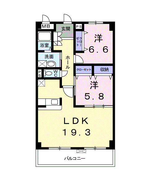 サニーレジデンスYK(2LDK/1階)の間取り写真