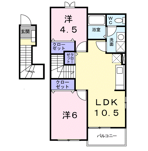 ハーモニー大崎Ⅰ(2LDK/2階)の間取り写真