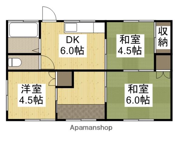 山陽本線 倉敷駅 徒歩37分 1階建 築49年(3DK)の間取り写真