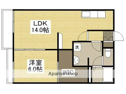 ハイコーポ天神(1LDK/1階)の間取り写真