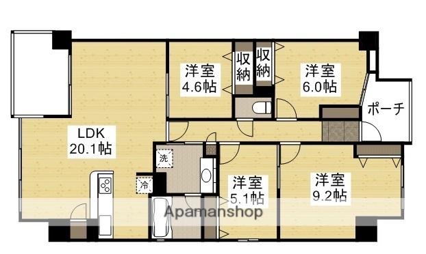 ビウェル倉敷中央通弐番館(4LDK/10階)の間取り写真