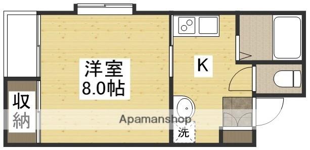 ヂュエルヤマサキ B棟(1K/1階)の間取り写真