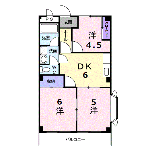 ニューハートランド(3DK/1階)の間取り写真