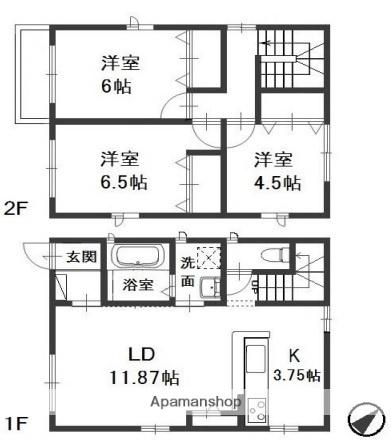 水島臨海鉄道 球場前駅(岡山) 徒歩20分 2階建 築10年(3LDK)の間取り写真